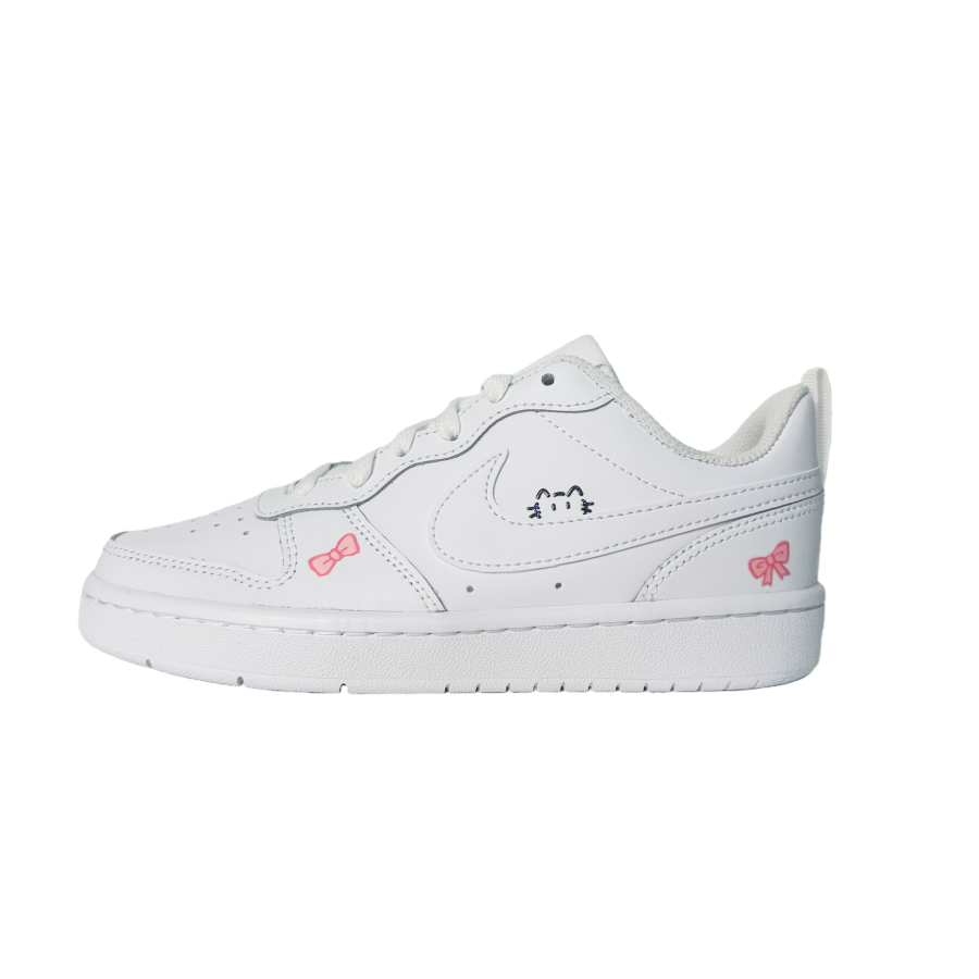 Nike Nike Court Borough Meow And Butterfly Playful Leather Low top Skateboard Shoes Unisex White