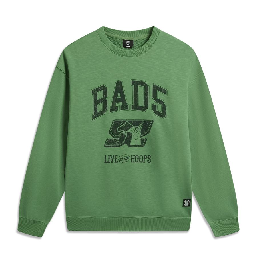 Li-Ning Li Ning Sweatshirts Men's Cattail Green Crew Neck Moderate Regular