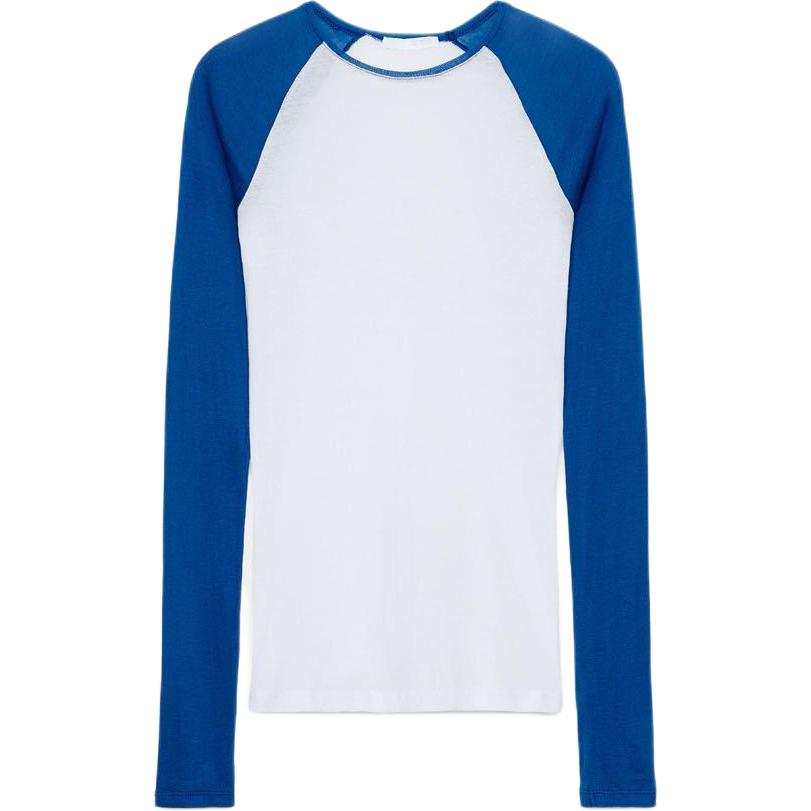 ZARA T Shirts Women's Blue White Crew Neck Straight Fit
