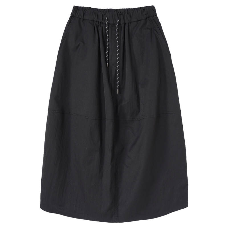 Tonlion Casual Long Skirts Women's Black Moderate Mid Length Cargo Skirt