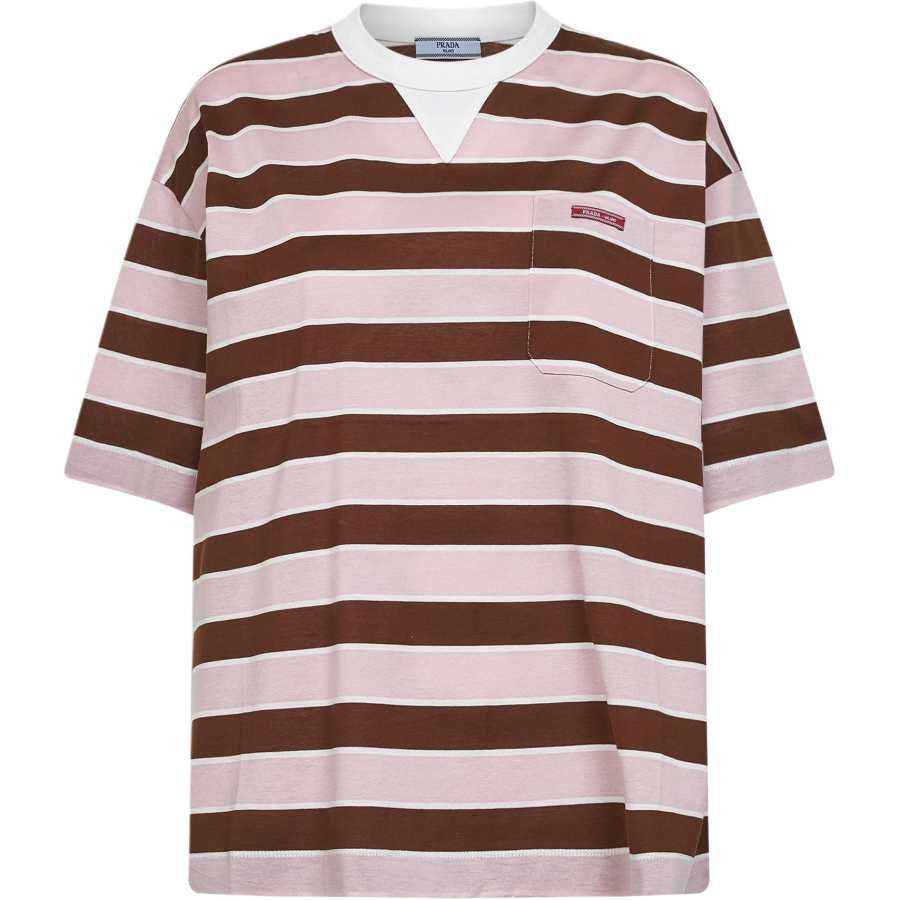 PRADA Prada Striped Lisle Crewneck T-Shirt