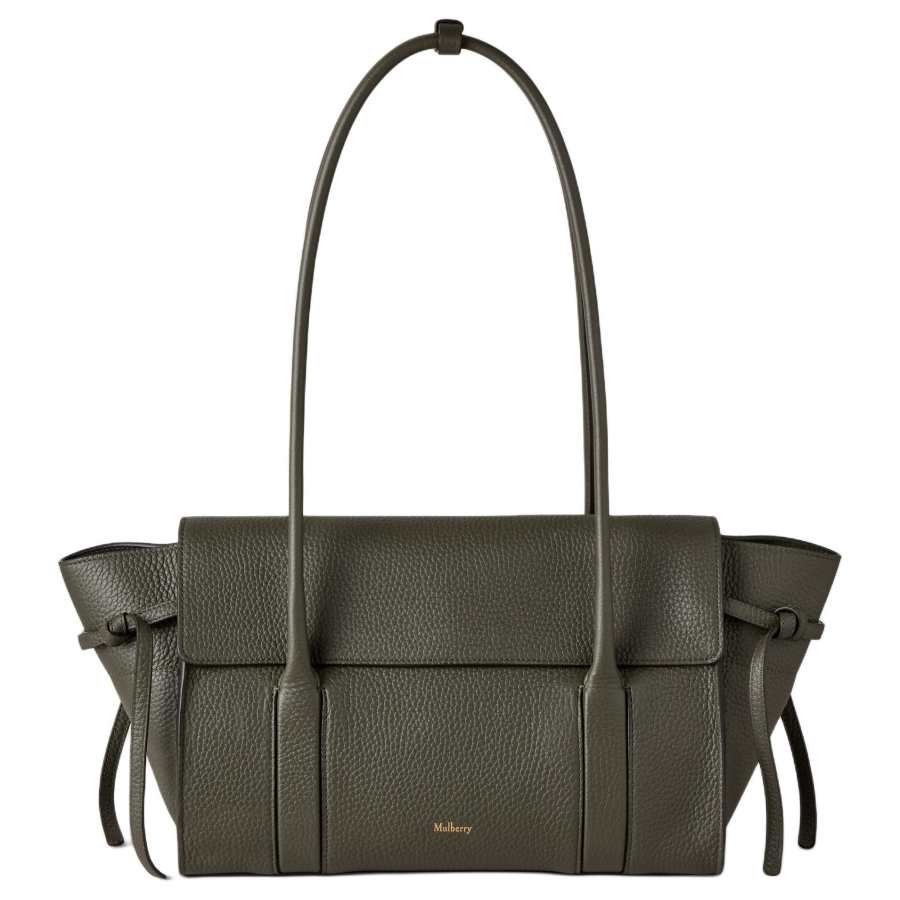 Mulberry Bayswater Coarse Grain Leather Handbag, Shoulder Bag Small Women's Juniper Green