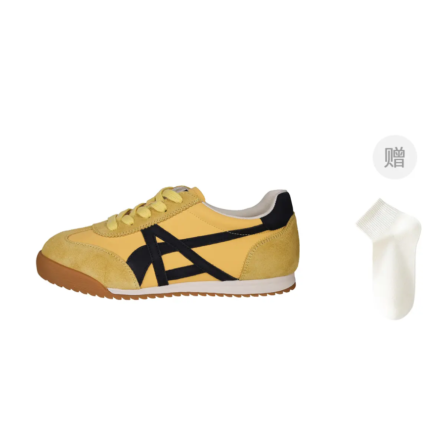 AQUASCUTUM Cow Split Leather Low top Casual Shoes Women's Yellow
