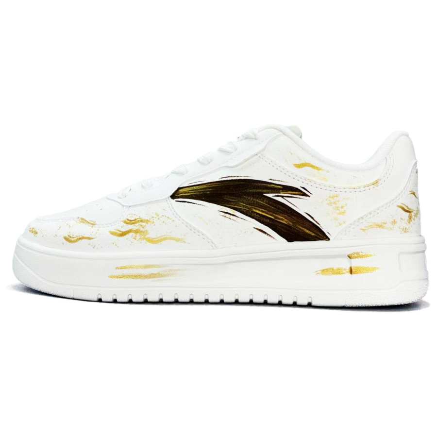Anta Easy Gilded EVA Synthetic Leather Low top Skateboard Shoes Unisex Luxury Gold