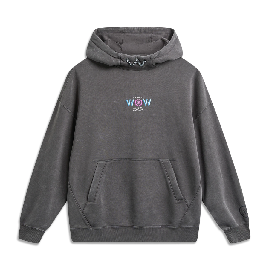 Li-Ning Li Ning Sweatshirts Men's Black Pine Gray Washed Hooded Moderate Regular