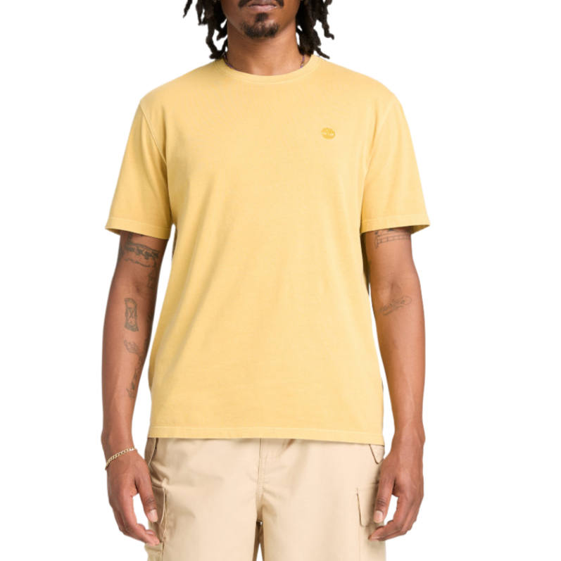 Timberland T Shirts Men's Yellow Crew Neck Moderate Straight Fit