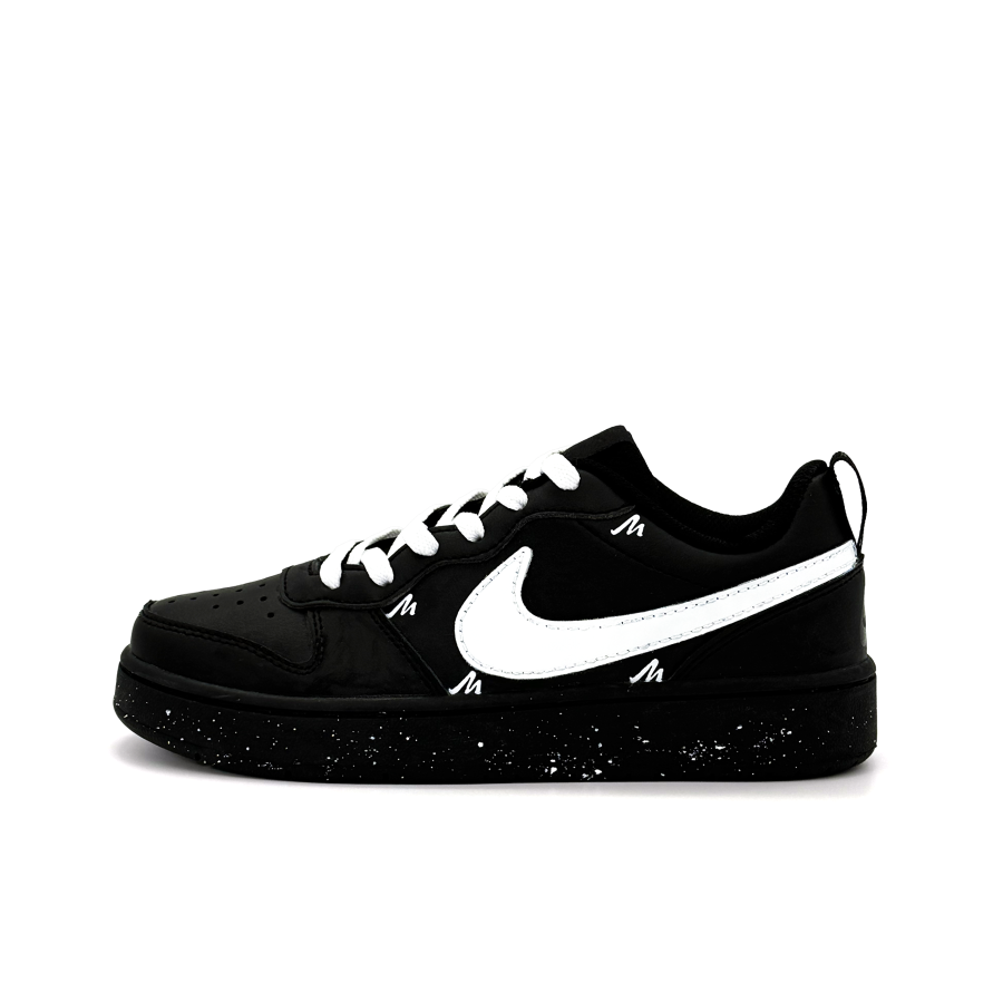 Nike Nike Court Borough I Seal Leather Slip Resistant Low top Kids' Skateboarding Shoes Black White Teenagers