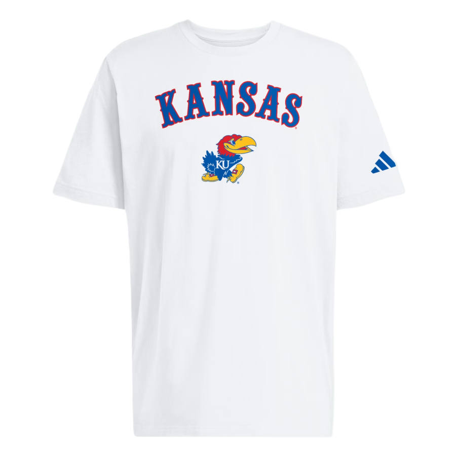 Adidas Adidas Kansas T Shirts Men's White/Brand Additional M10 Crew Neck Moderate Straight Fit