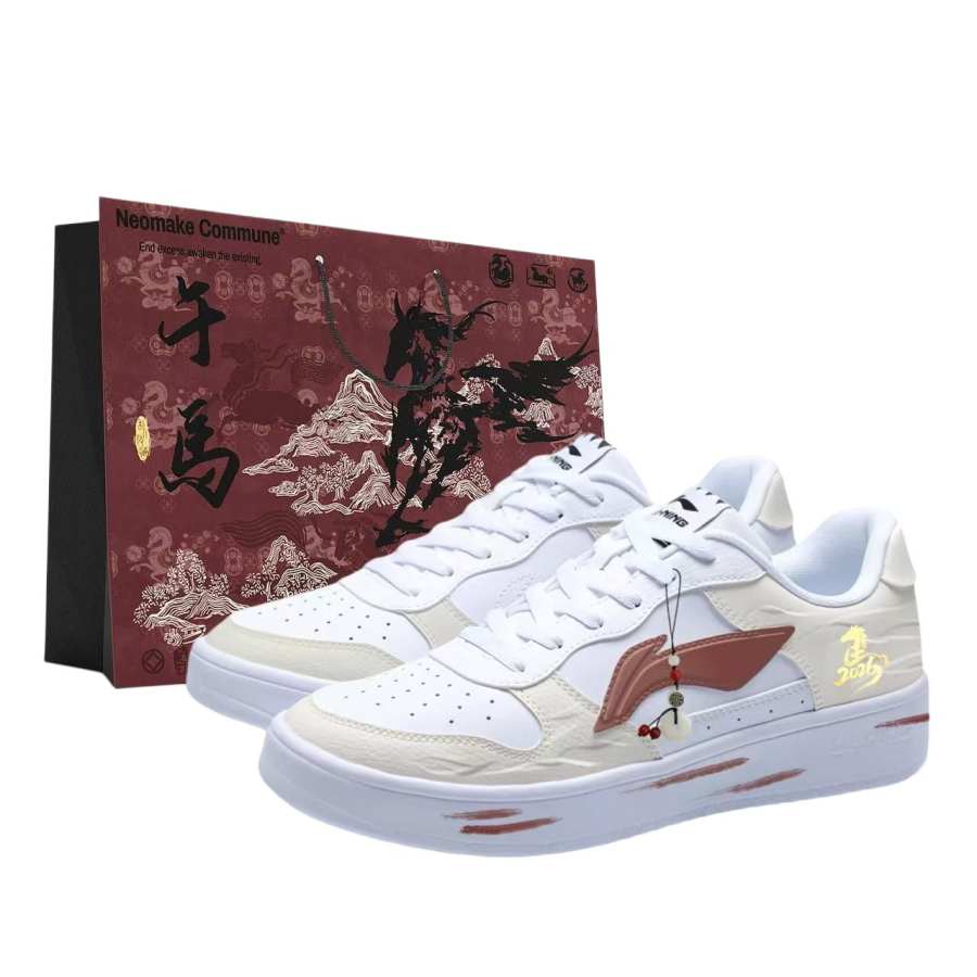 Li-Ning Li Ning Floating Boat Abrasion Resistant Slip Resistant Low top Skateboard Shoes Men's Gold Red