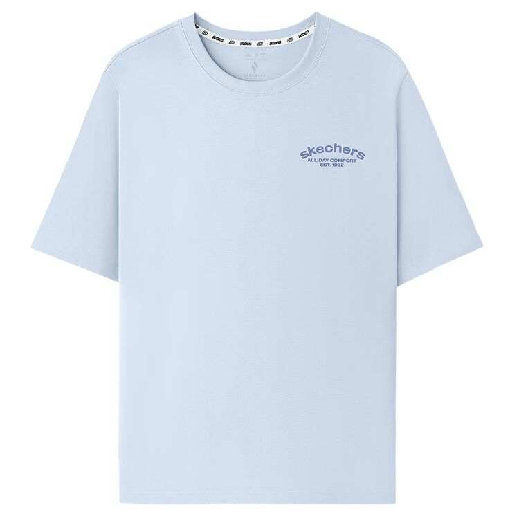 Skechers T Shirts Unisex Xenon Gas Blue/0356 Crew Neck Moderate