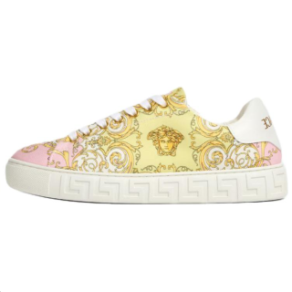 VERSACE Greca Versace Low top Canvas Shoes Women's Yellow
