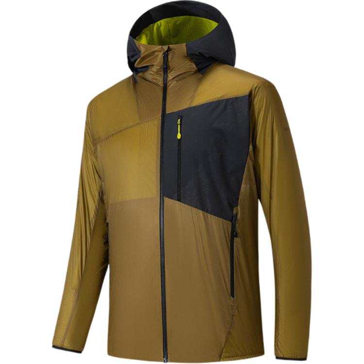 ANTA Jackets Men's Bronze Yellow Hooded Moderate Soft Shell