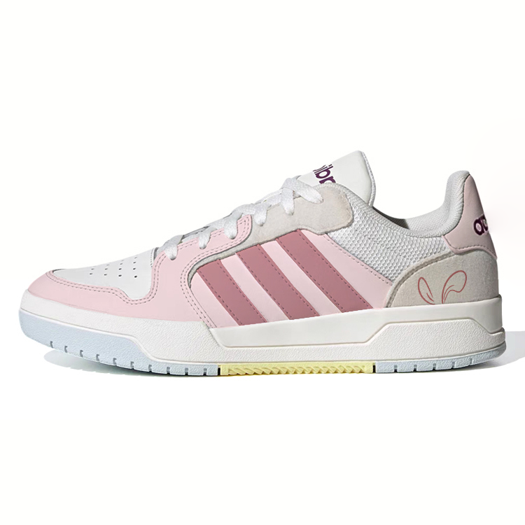 Adidas Neo Entrap Summer Sweetheart, Pink Cute New Leather Slip Resistant Low top Skateboard Shoes Unisex White