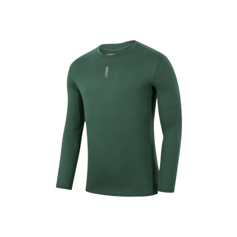 HOKA ONE ONE T Shirts Men's Preppy Green Crew Neck Moderate