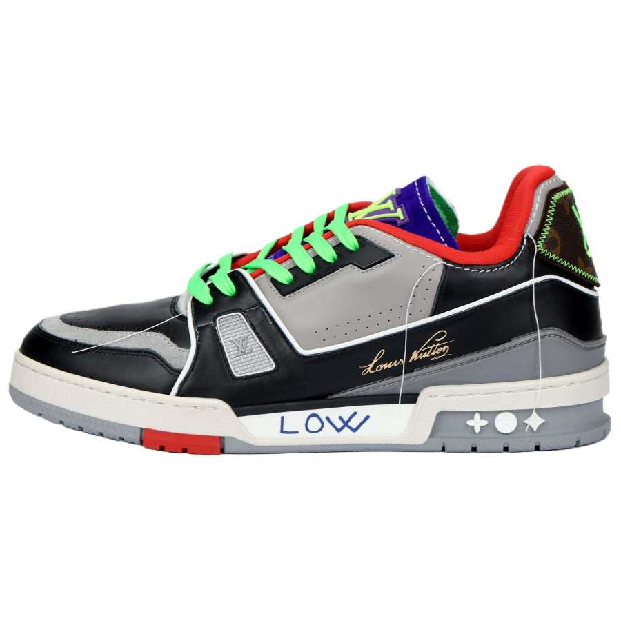 LOUIS VUITTON Trainer Hong Kong Limited, Taichung Opening Leather Low top Skateboard Shoes Unisex Gray Cement