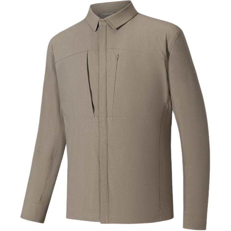 ANTA Shirts Men's Cool Khaki Brown Lapel Moderate Shirt
