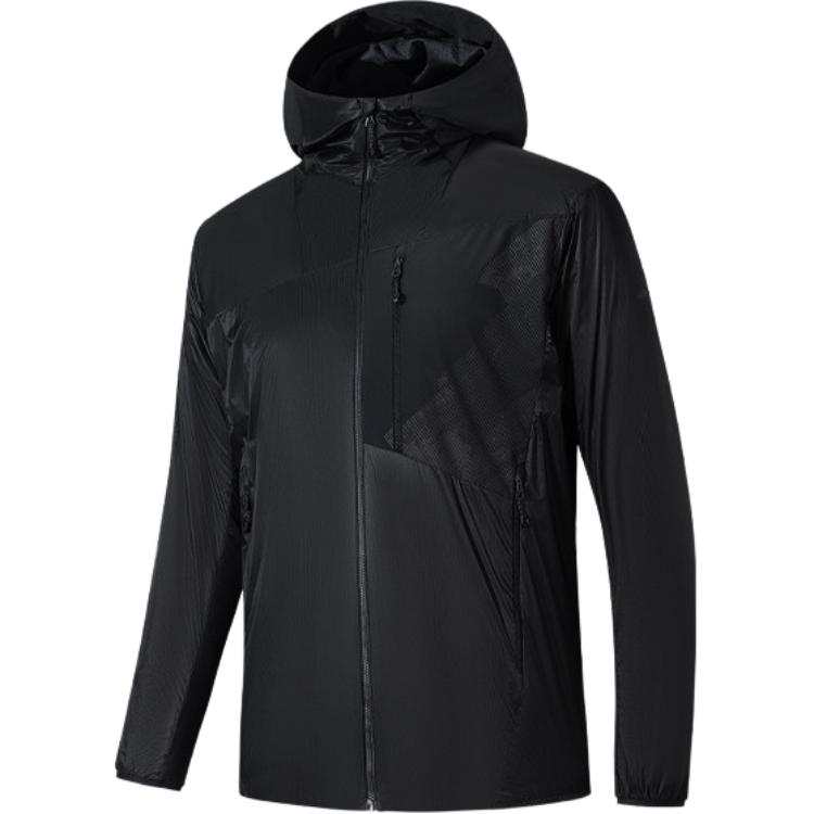 ANTA ANTA Jackets Men's Black Hooded Moderate Soft Shell