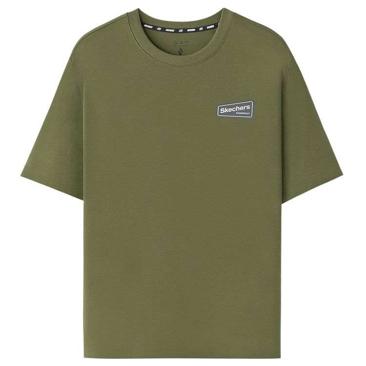 Skechers T Shirts Unisex Dark Olive Green/00SB Crew Neck Moderate