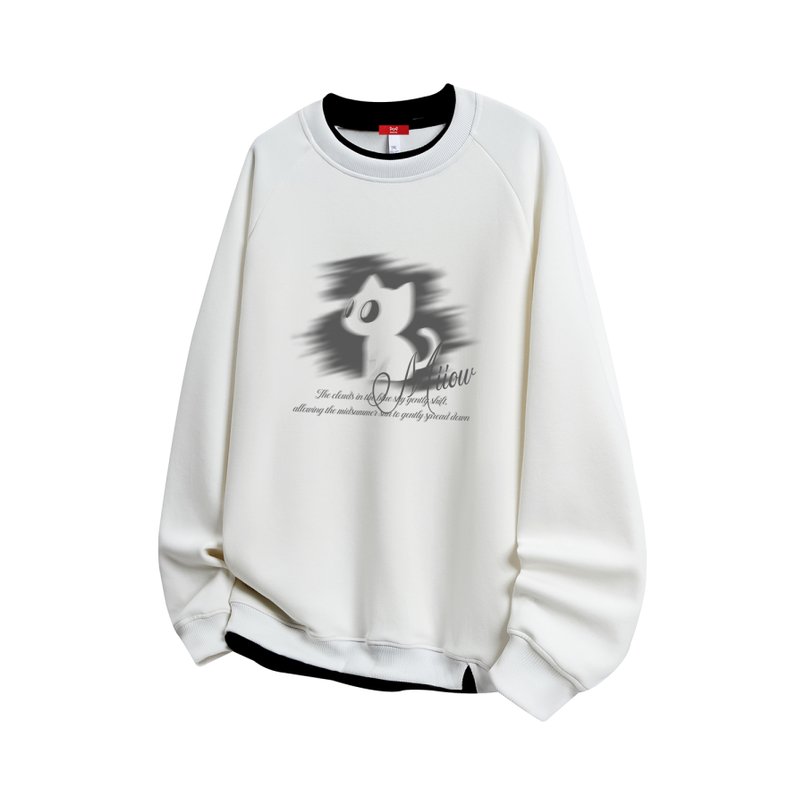 MIIOW Sweatshirts Unisex Crew Neck Moderate Mock Two Piece
