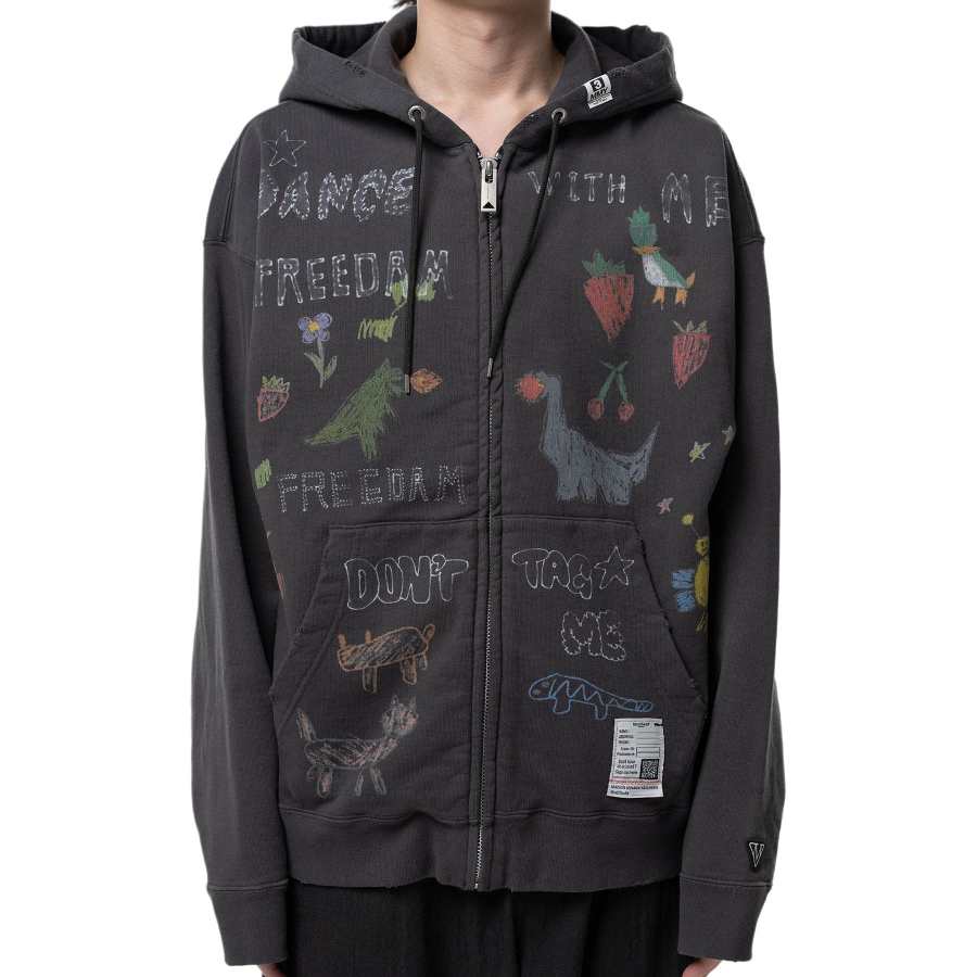 Maison Mihara Yasuhiro Kids Doodle Printed Zip-Up Hoodie