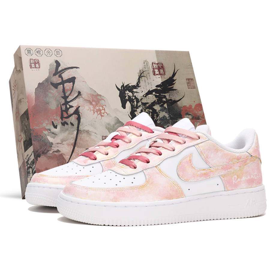 Nike Nike Air Force 1 Pink Iridescent Low top Kids' Skateboarding Shoes Pink White Teenagers