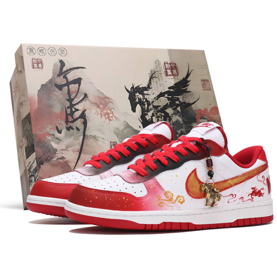 Nike Nike Big Abrasion Resistant Low top Skateboard Shoes Men's Red White