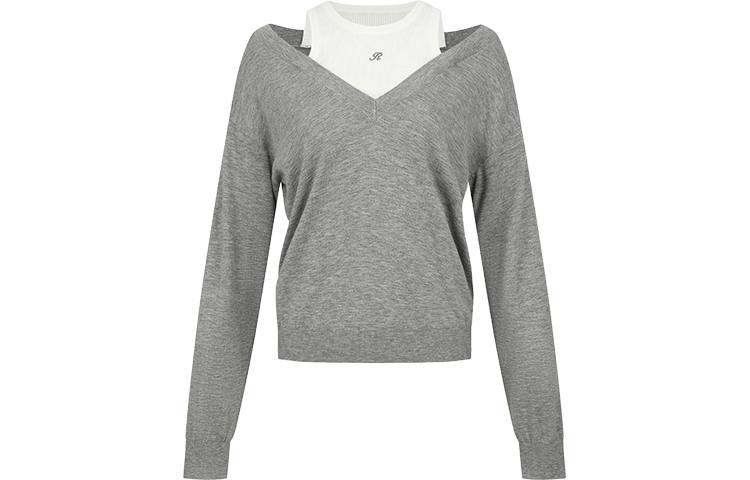 URBAN REVIVO Sweaters Women's Crew Neck Moderate Mock Two Piece