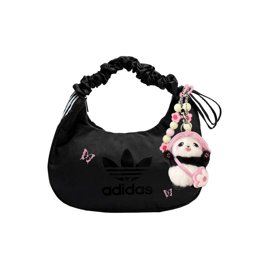 Adidas Originals Canvas Bear Star Handbag Medium Unisex Black Pink