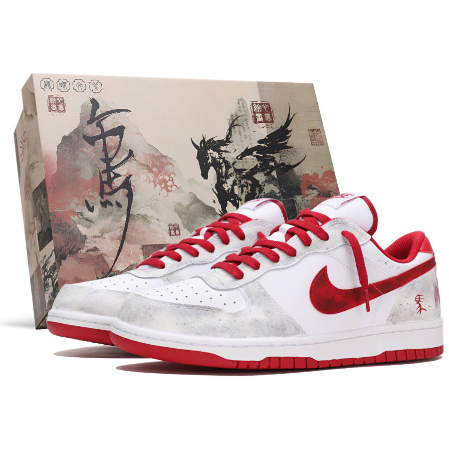 Nike Nike Big Abrasion Resistant Low top Skateboard Shoes Men's Red White