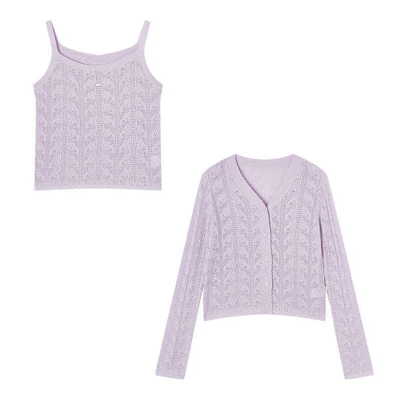 XIANGYING Casual Suits Women's Purple Crew Neck Moderate Mid Length