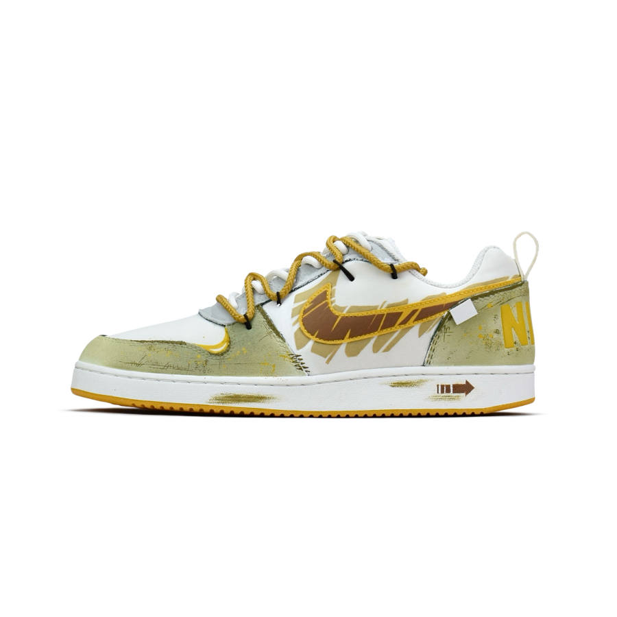 Nike Nike Court Borough Leather Abrasion Resistant Slip Resistant Low top Skateboard Shoes Men's Yellow Green