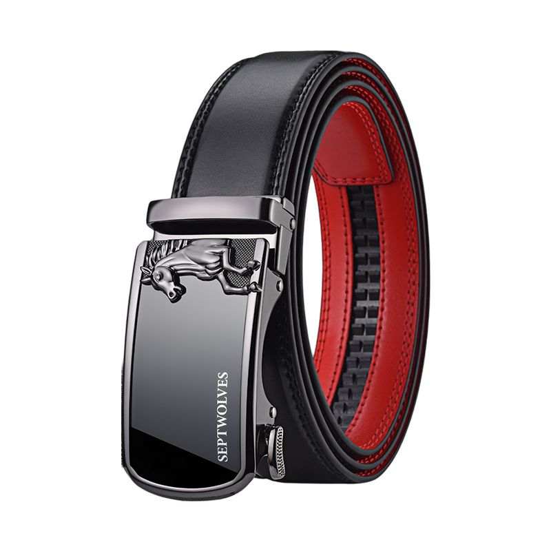 SEPTWOLVES SEPTWOLVES Zinc Alloy Split Cow Leather Belts Men's 3.5cm