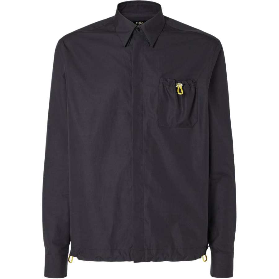 FENDI FENDI Shirts Men's Black Lapel Moderate