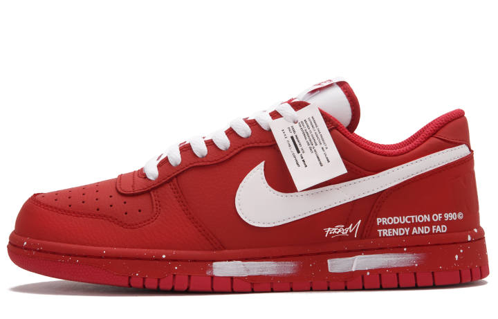 Nike Nike Big Dahongpao Tea Ink Splatter A Low top Skateboard Shoes Unisex Red White