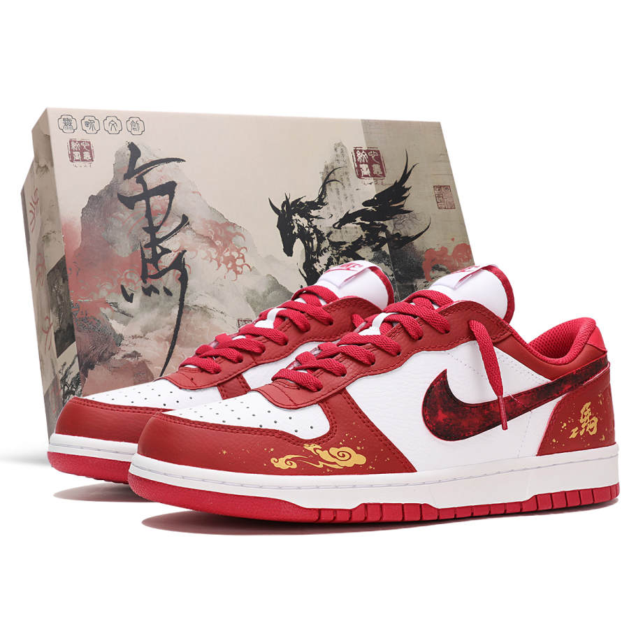 Nike Nike Big Abrasion Resistant Low top Skateboard Shoes Men's Red White