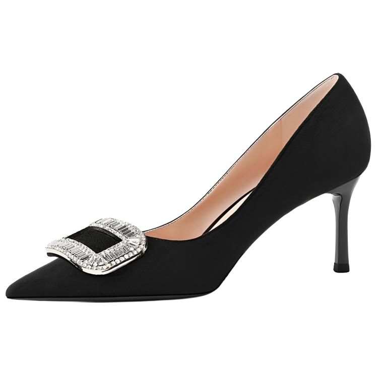 LIKE Suede Slim Heel High Heels Women's Black