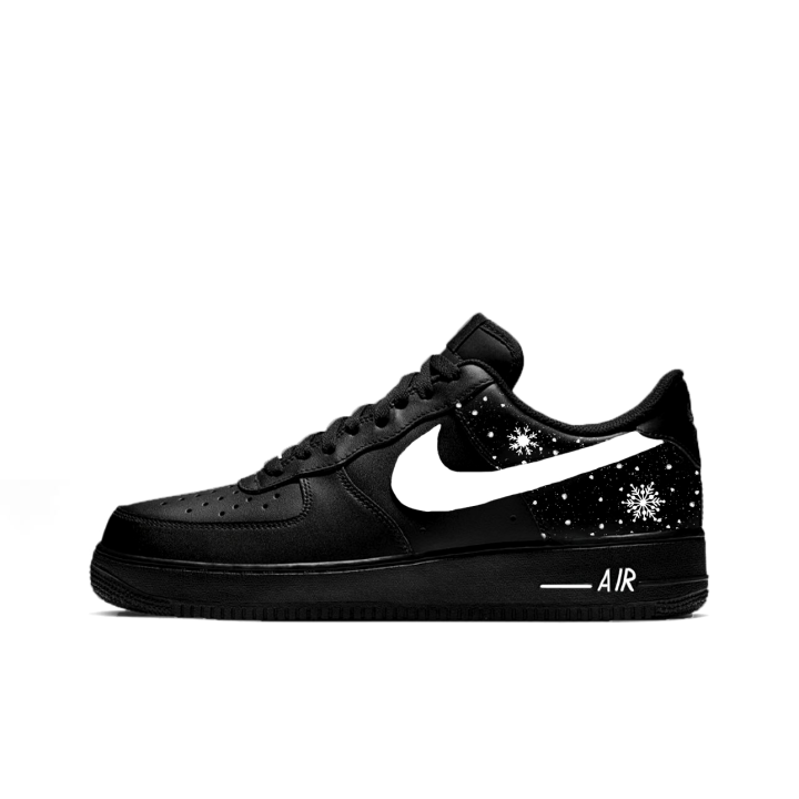 Nike Nike Air Force 1 Snowy Night Star Leather Abrasion Resistant Slip Resistant Low top Skateboard Shoes Unisex Black
