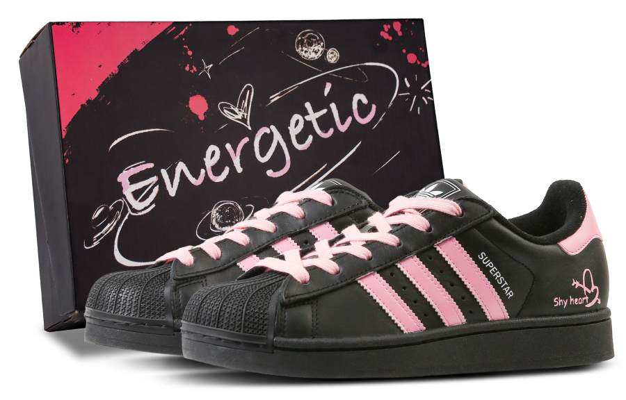 Adidas Originals Superstar 2 Sweetheart Berry Abrasion Resistant Balance Low top Skateboard Shoes Unisex Black Pink