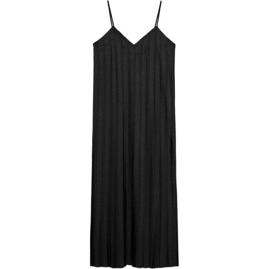 ZARA ZW Slip Dresses Women's Black V Neck Moderate Long Skirt