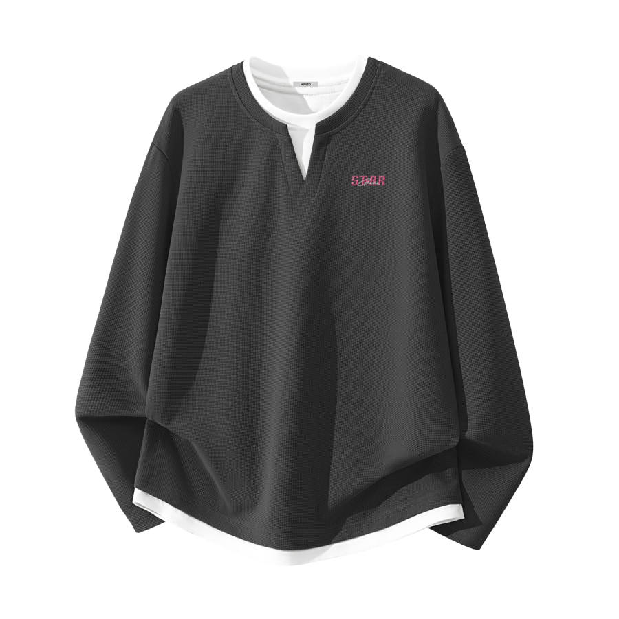 MINISO T Shirts Unisex Crew Neck Moderate Mock Two Piece