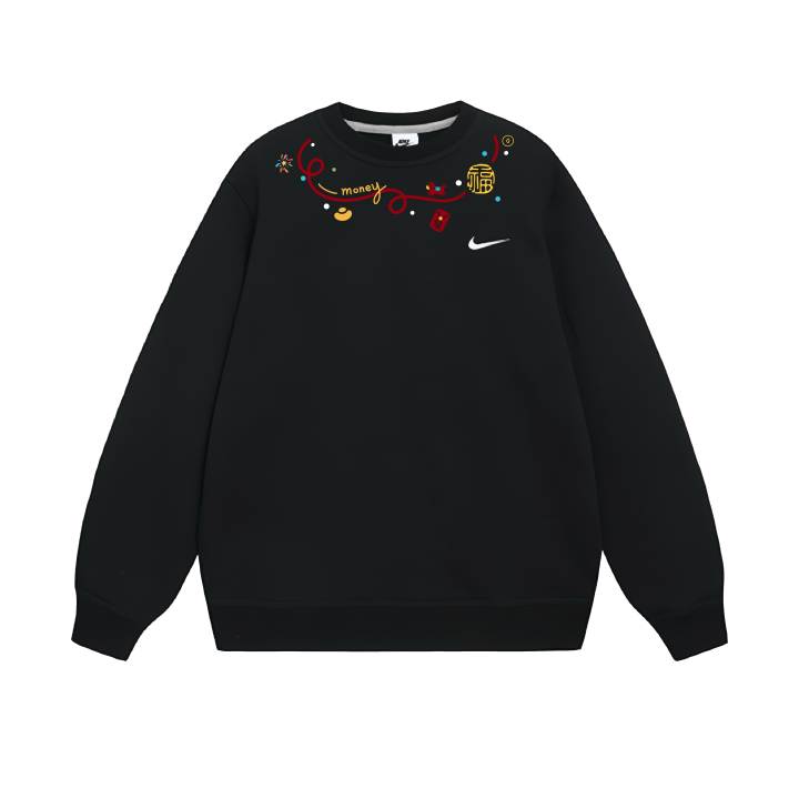 Nike Nike Club Sweatshirts Unisex Black Crew Neck Moderate Regular
