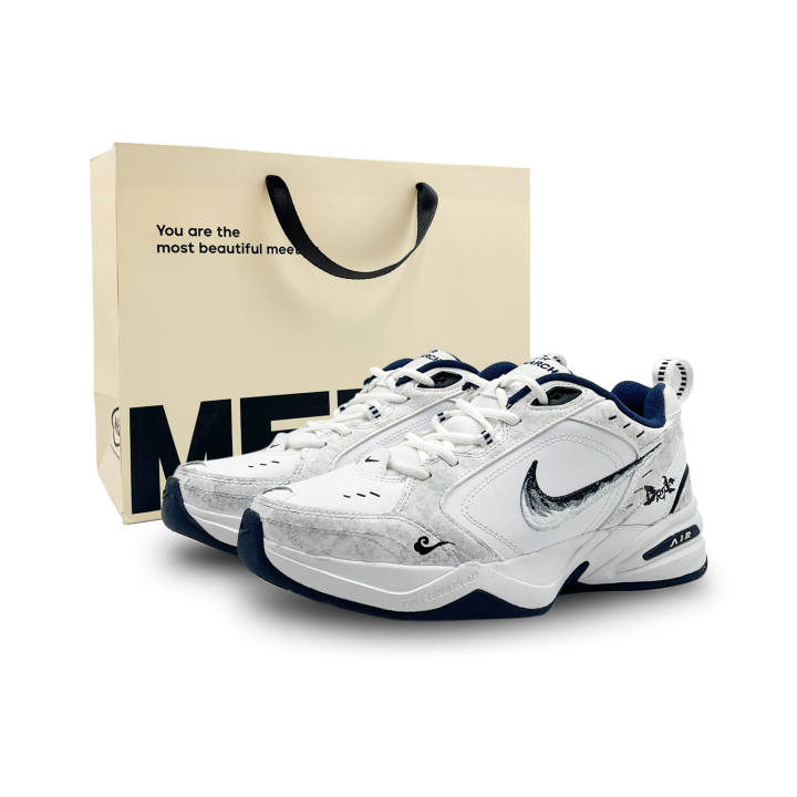 Nike Nike Air Monarch 4 Chunky Sneakers Unisex Low Top White Blue/White Gray