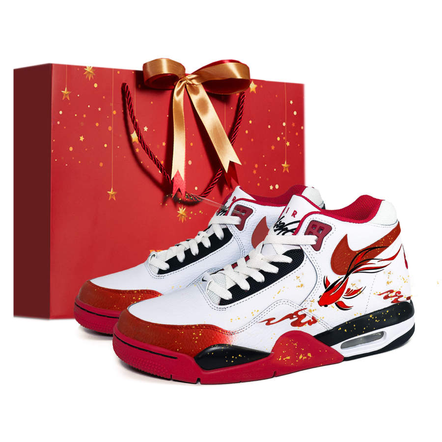 Nike Nike Flight Legacy Abundance Every Year CNY Cushioning Slip Resistant Mid top Vintage Basketball Shoes Men's Red White