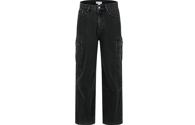 URBAN REVIVO Jeans Men's Jet Black Moderate Cargo Pants