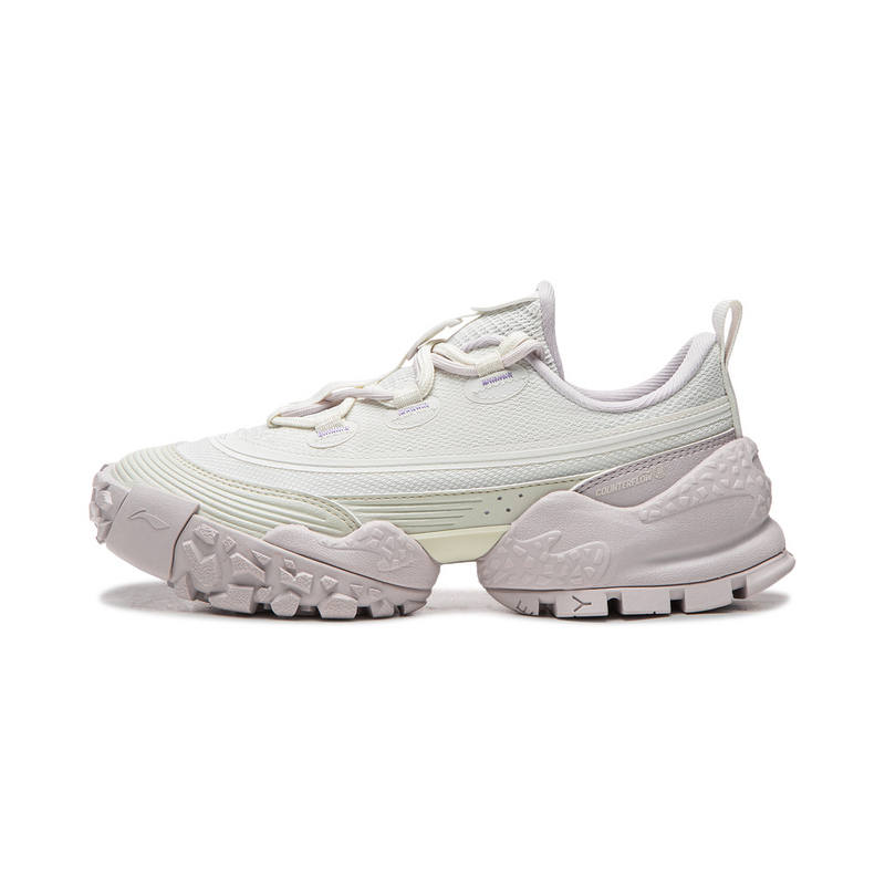 Li-Ning Li Ning Outdoor CF Tracing, Forest Environment Support Cushioning Rebound Outdoor Hiking Shoes Women's White Chalk Gray