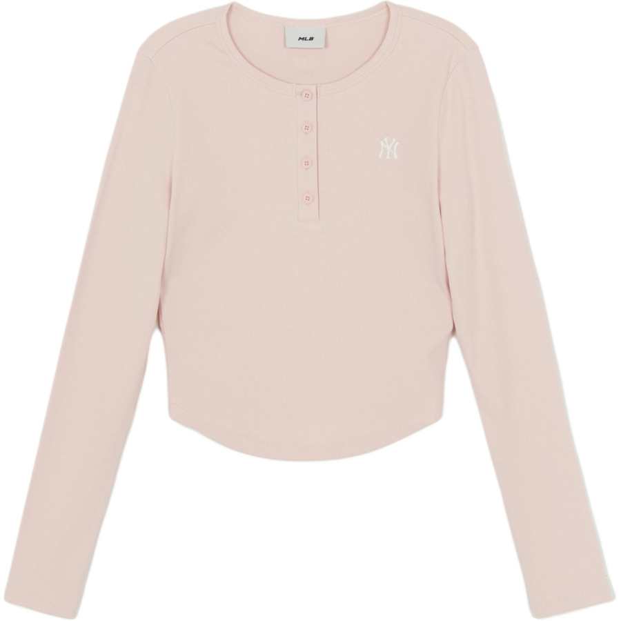 MLB MLB T Shirts Women's Pink Henry Collar