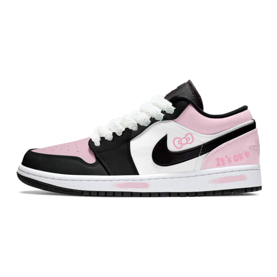 Jordan Jordan Air Jordan 1 Pink Bowknot Slip Resistant Abrasion Resistant Slip Resistant Abrasion Resistant Low top