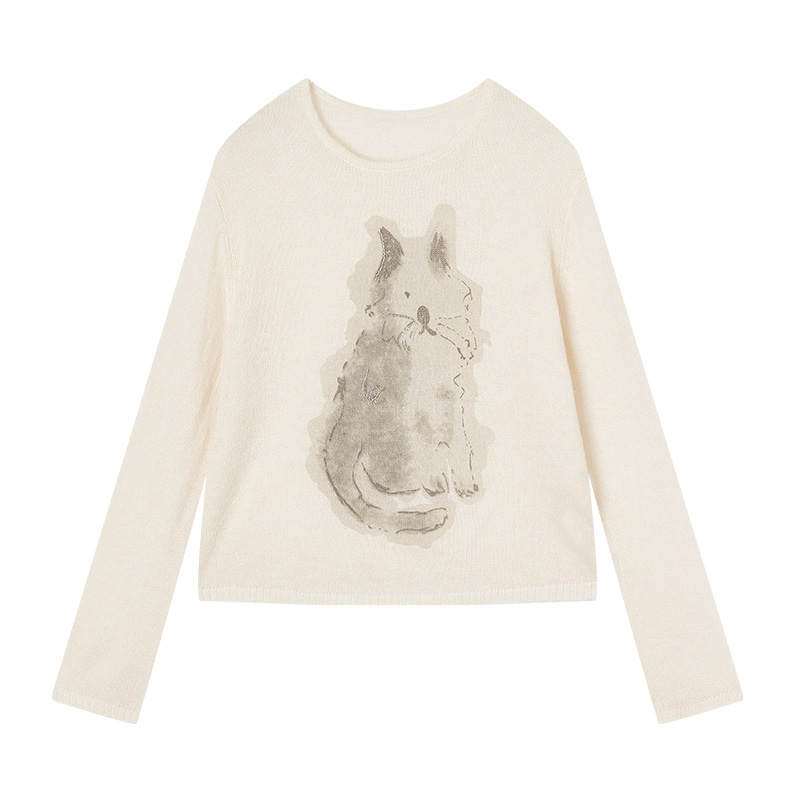 XIANGYING Knitwear Women's Beige Yellow Crew Neck Moderate Cardigan
