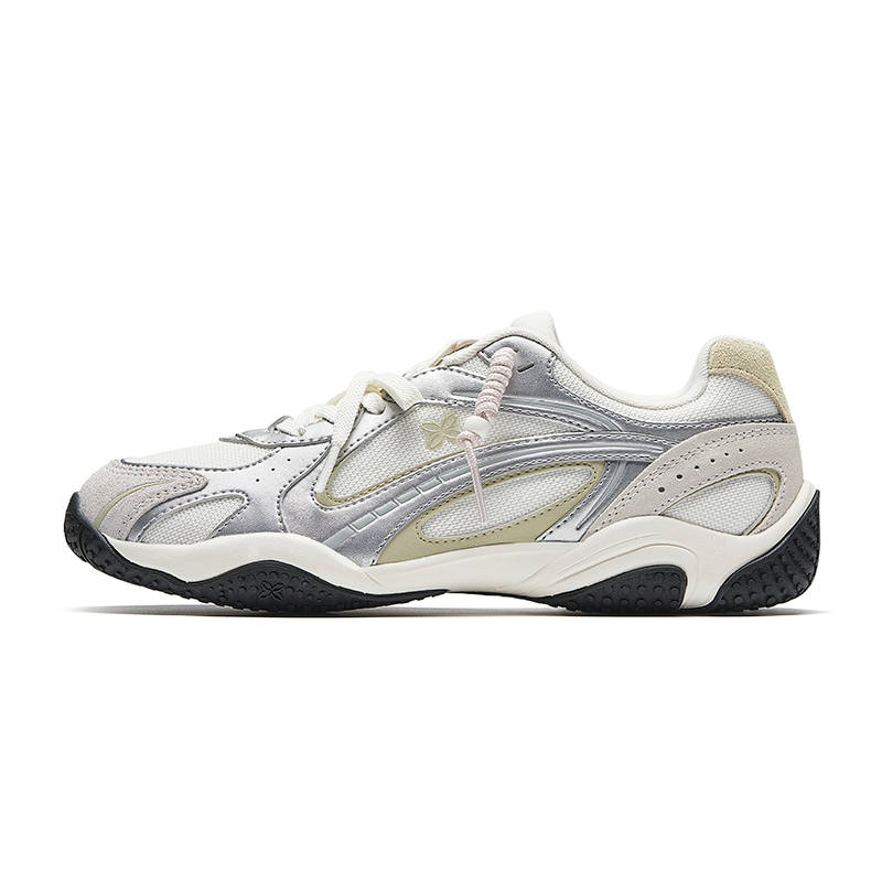 Anta Breathable Low top Casual Shoes Women's Ivory White/Silver/Light Wood