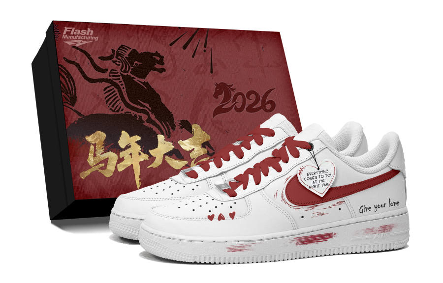 Nike Nike Air Force 1 Heartbeat For You, Box Included Leather Slip Resistant Abrasion Resistant Low top Skateboard Shoes